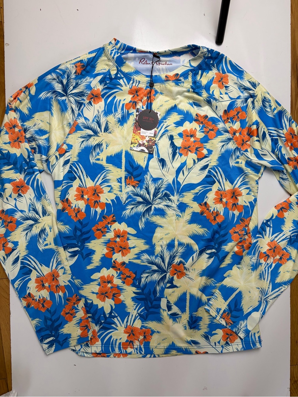 Robert Graham Men's Blue Long Sleeve Rashguard Shirt